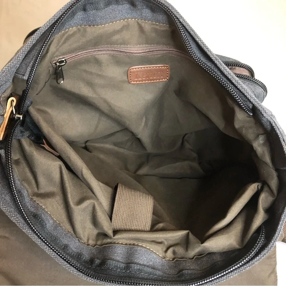 Kenox Vintage Laptop Messenger Canvas Bag Charcoal Gray